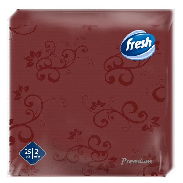 FRESH PAPIRNA SALVETA PREMIUM DEKOR BORDO 2 SLOJA 38X38CM 25KOM